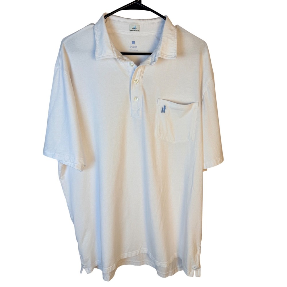Johnnie-O Hangin Out Mens XXL White‎ Short Sleeve Pocket Polo Shirt Cotton